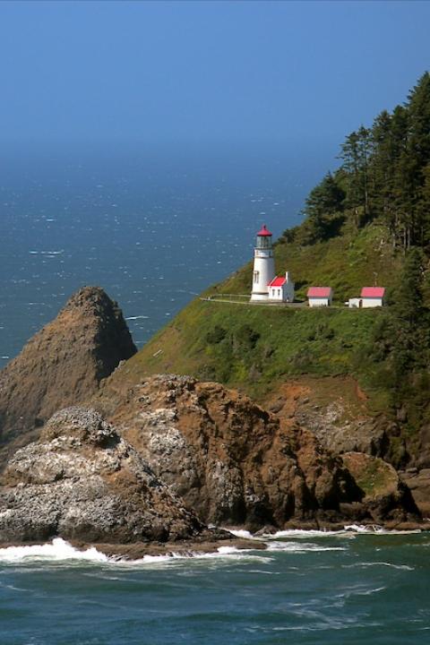 A red and white lighthouse near the Pacific Ocean — ocean protection