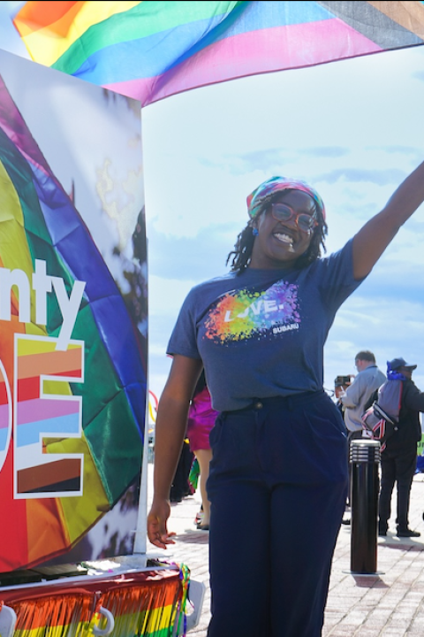 employee with Subaru Out and Ally ERG at Camden County Pride Festival — how ERGs foster belonging