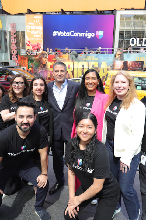 TelevisaUnivision team Martes de Accion — the first voter registration event for Univision's Vota Conmigo campaign 