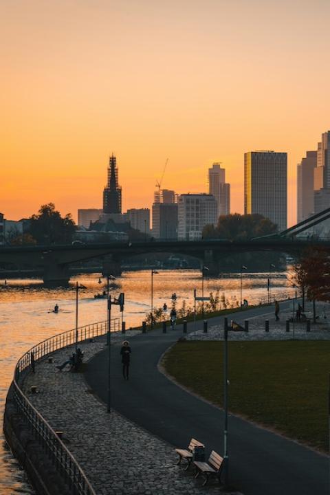 Frankfurt at sunset — urban climate change adaptation