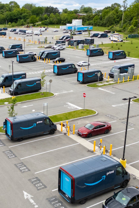electric amazon delivery vans — fleet electrification — electric vehicles 