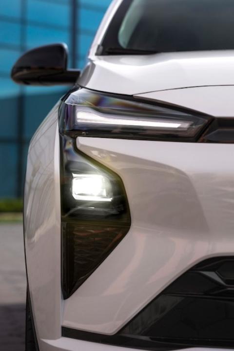 The front corner and headlight of the 2027 Chevrolet Bolt EV.