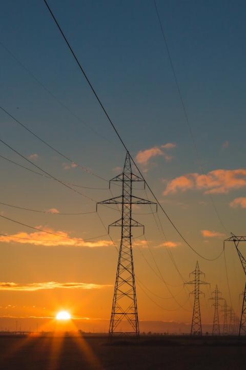 power lines at sunset