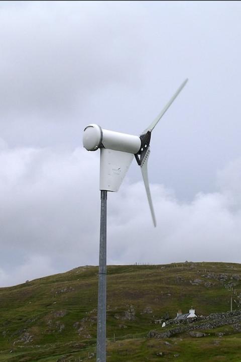 small wind turbine on a farm