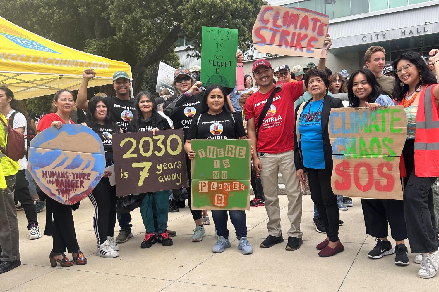 The CHIRLA team at a climate strike — disaster recovery