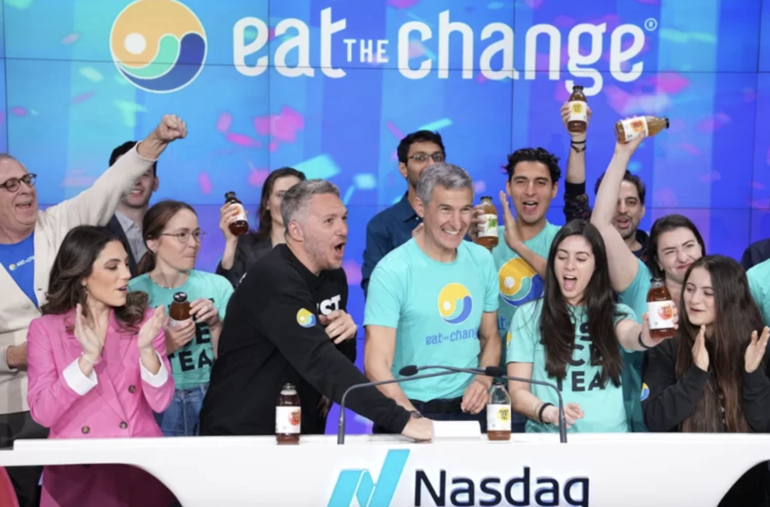 Founders of Eat Just at the NASDAQ