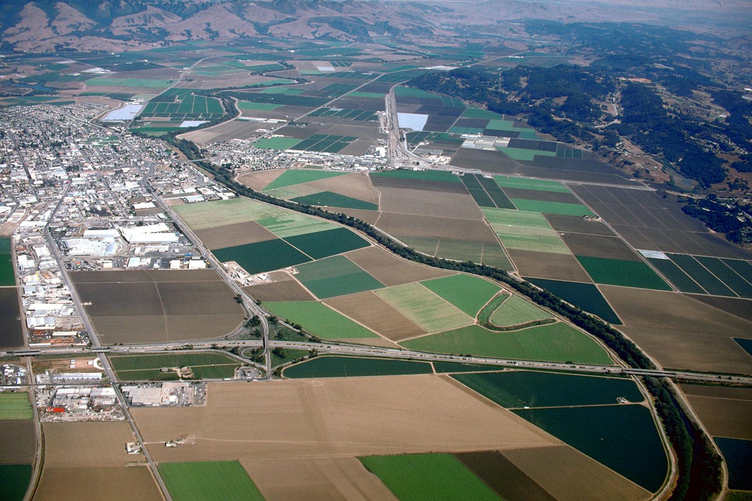 An aerial view of the Pajaro River near Pajaro and Watsonville, California — disaster recovery