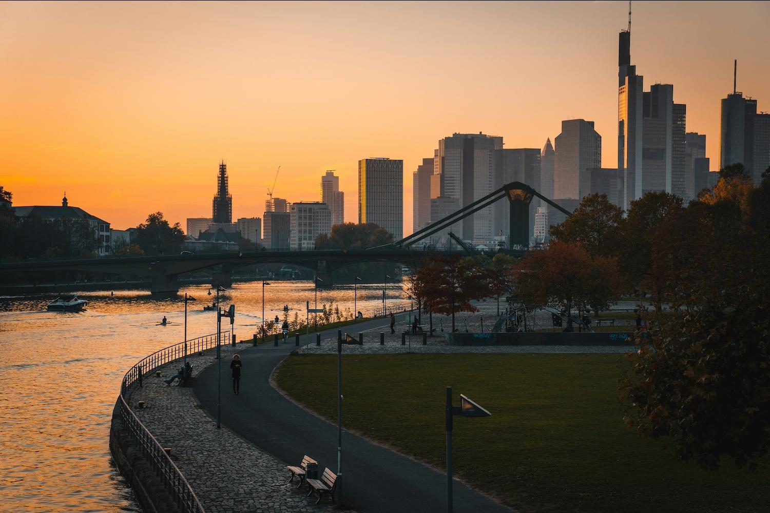 Frankfurt at sunset — urban climate change adaptation