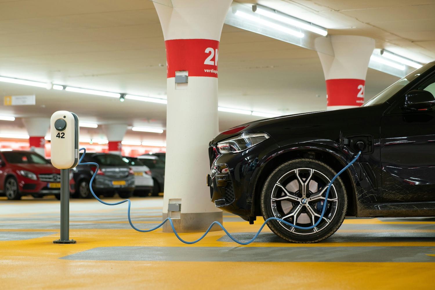 An electric vehicle charging. 