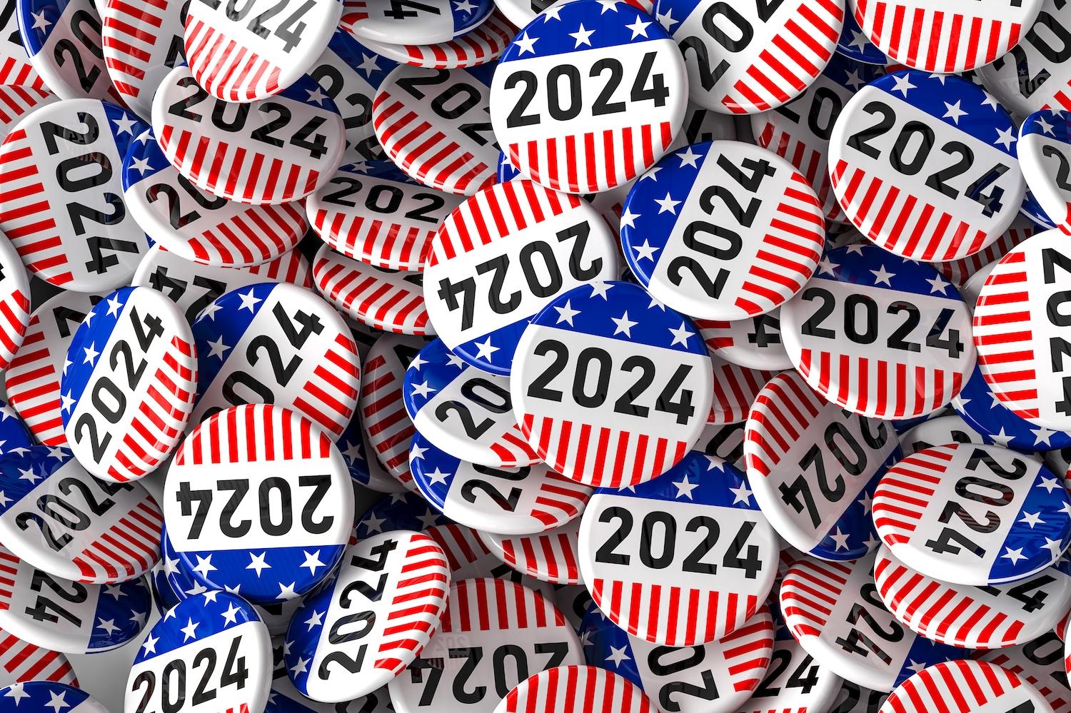 election buttons that say 2024 