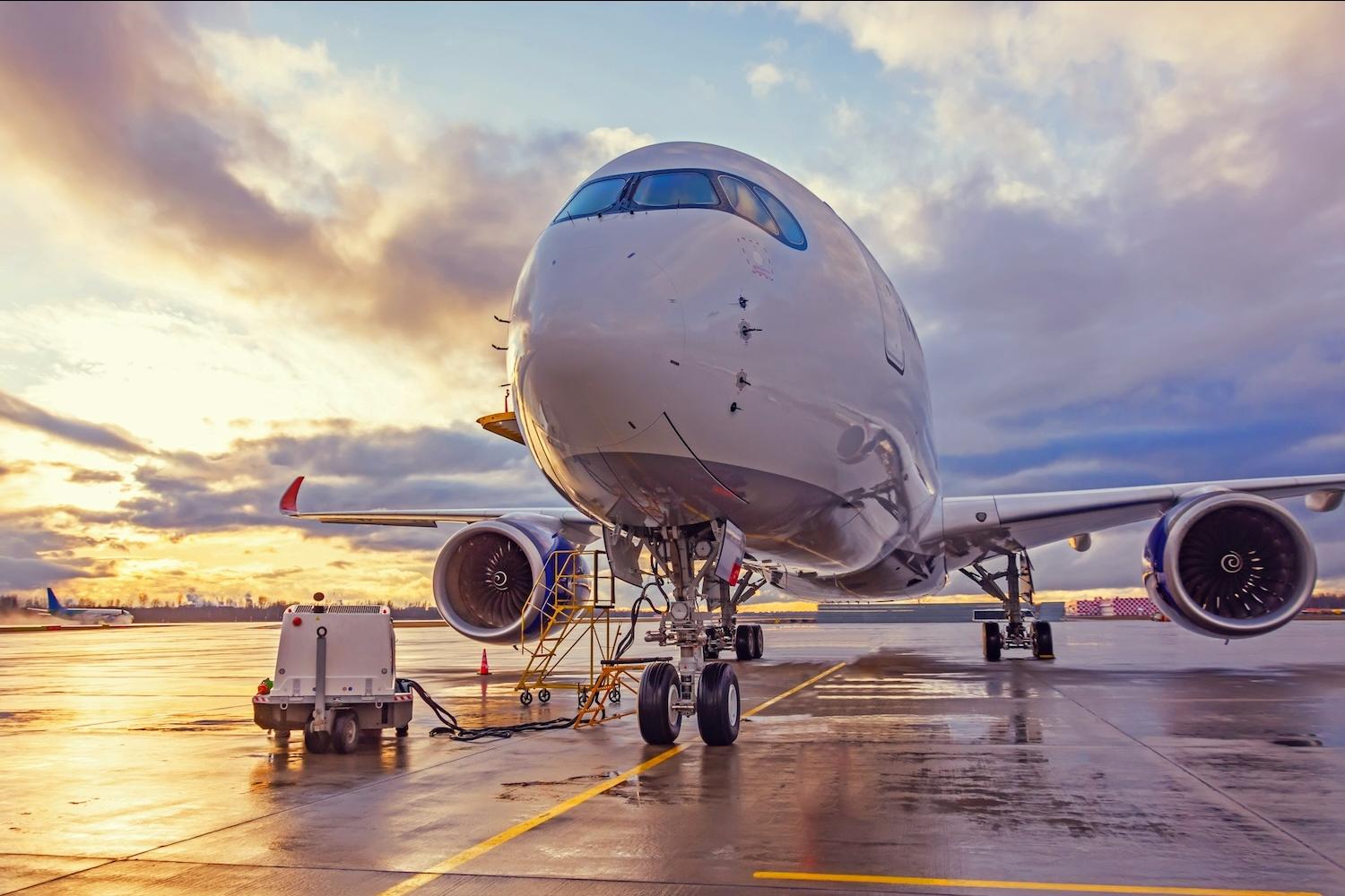 airplane on the tarmac — sustainable aviation fuel