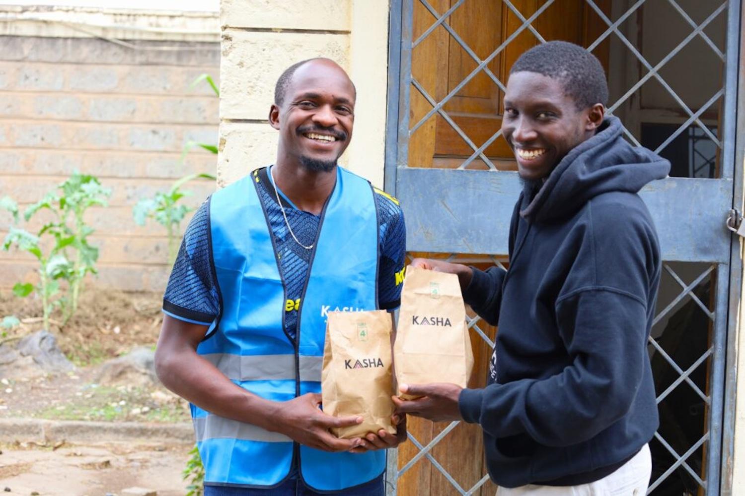 A Kasha employee delivering medicines to customers — healthcare access