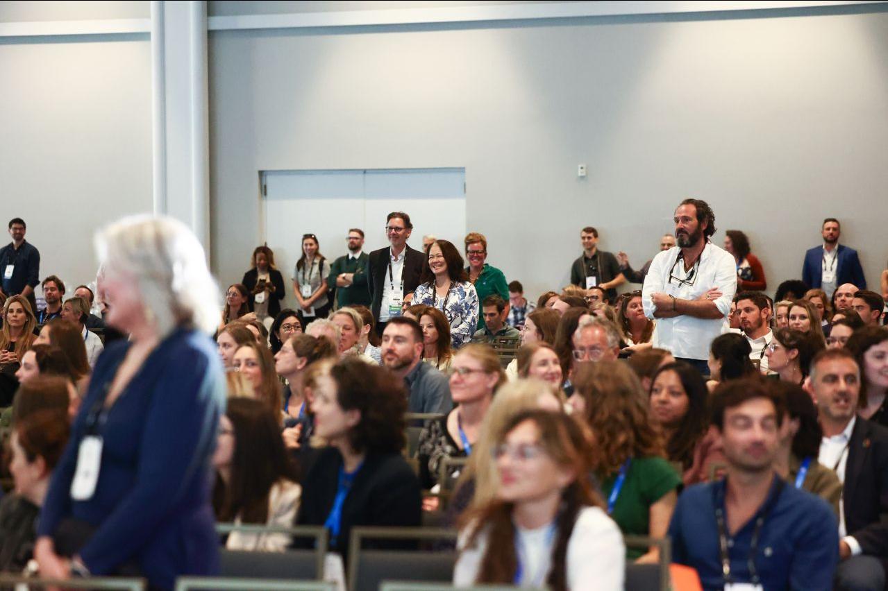 crowd watching greenwashing panel at Sustainable Brands conference 2024 