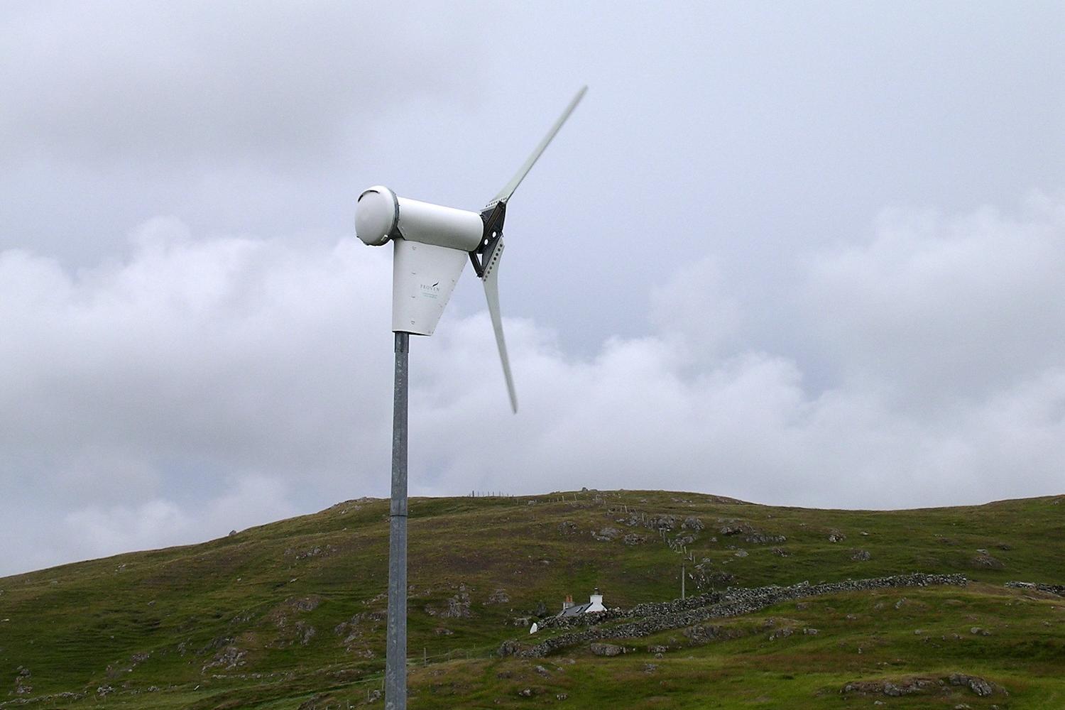 small wind turbine on a farm