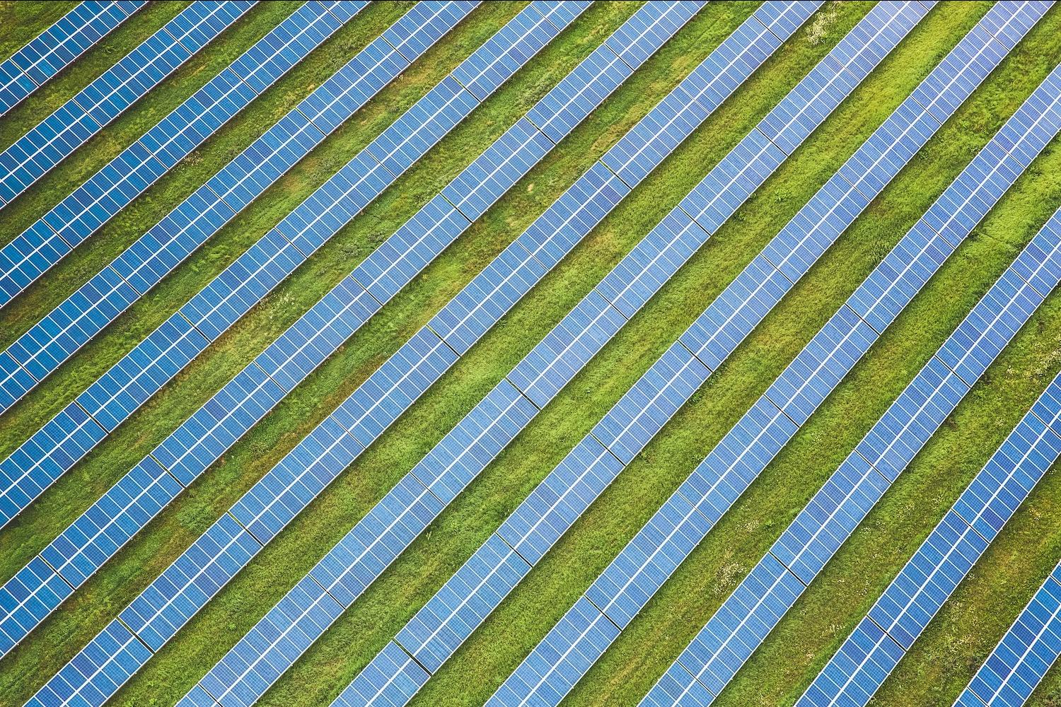 solar farm aerial shot - renewable energy- science-based targets