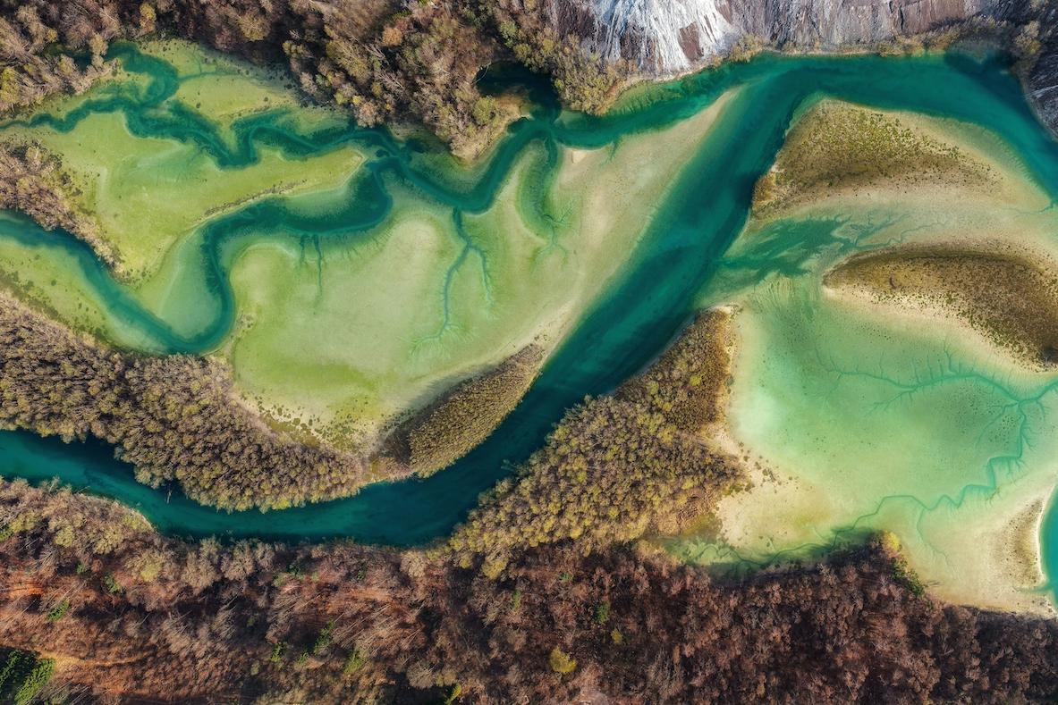 A birds eye view of a river — water purification