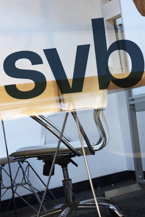 An image of an office chair with the SVB logo overlaid.