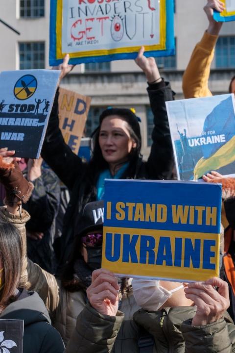 Anti-War Protesters in London Show Support for Ukraine
