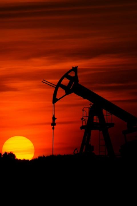 An oil pump at sunset — just transition