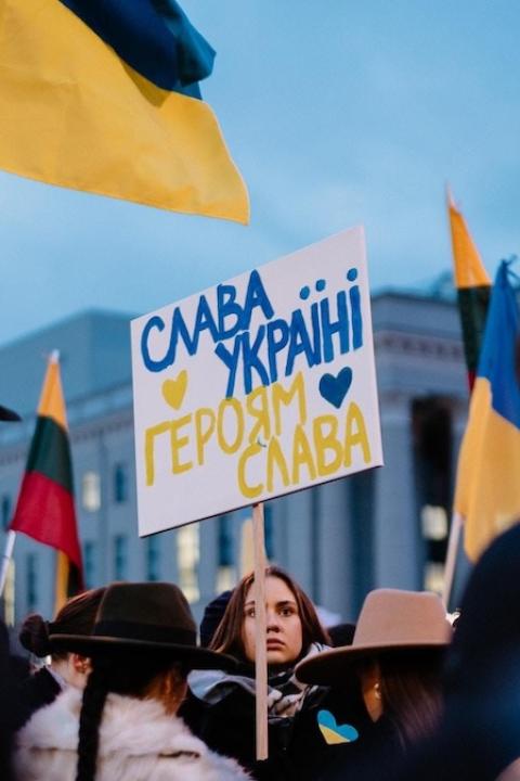 Lithuania protest against Russia and in support of Ukraine