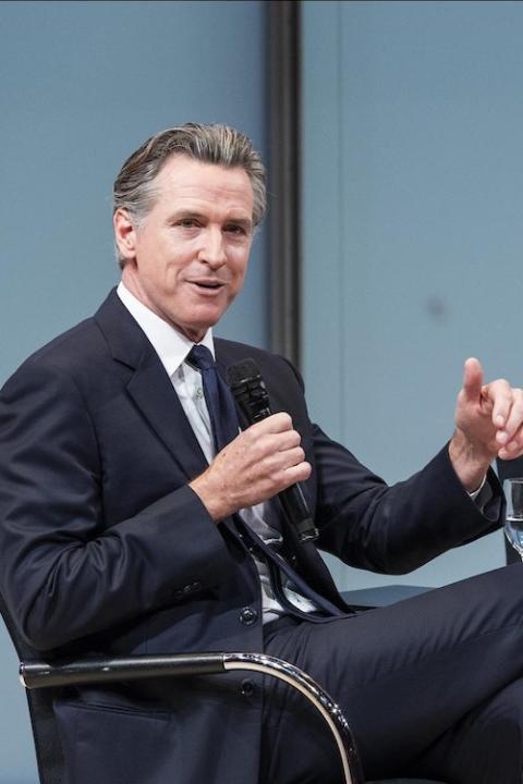 california governor gavin newsom speaks about new climate disclosure rules at climate week 2023