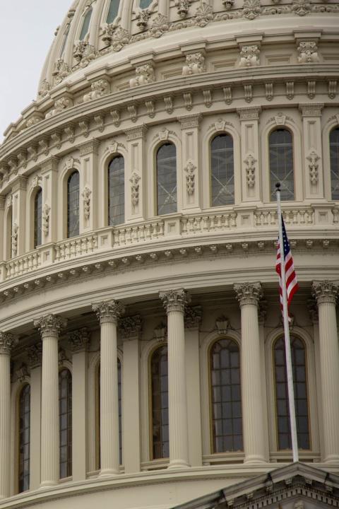 capital rotunda washington DC with american flag - business pushes back on anti ESG laws