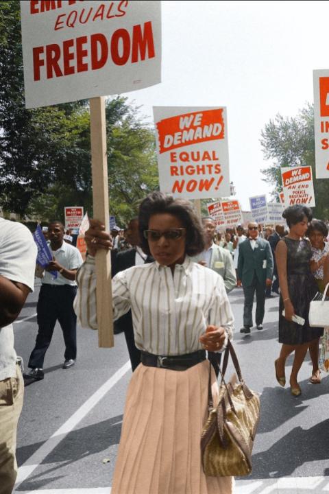 colorized photo of the civil rights march on washington 1963 - Black History Month