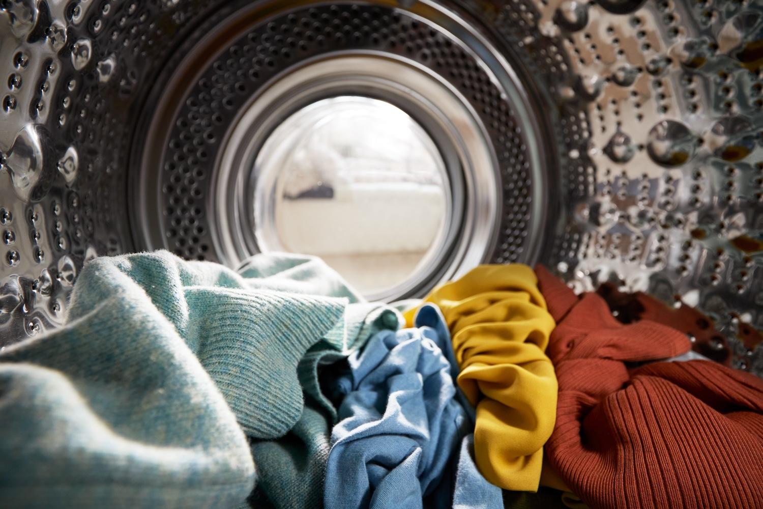 clothes inside a washing machine